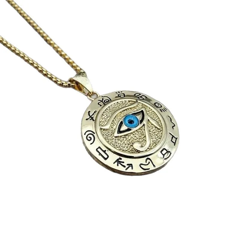 Eye of Horus Pendant Necklace – Ancient Egyptian Falcon God Eye Jewelry, Hip-Hop Men’s Accessory, Trendy Statement Chain for Men